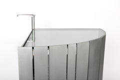 BC Bar Cart by Jonathan Nesci in Machined and Waxed Aluminum Plate, acrylic