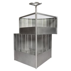 BC Bar Cart by Jonathan Nesci in Machined and Waxed Aluminum Plate, acrylic