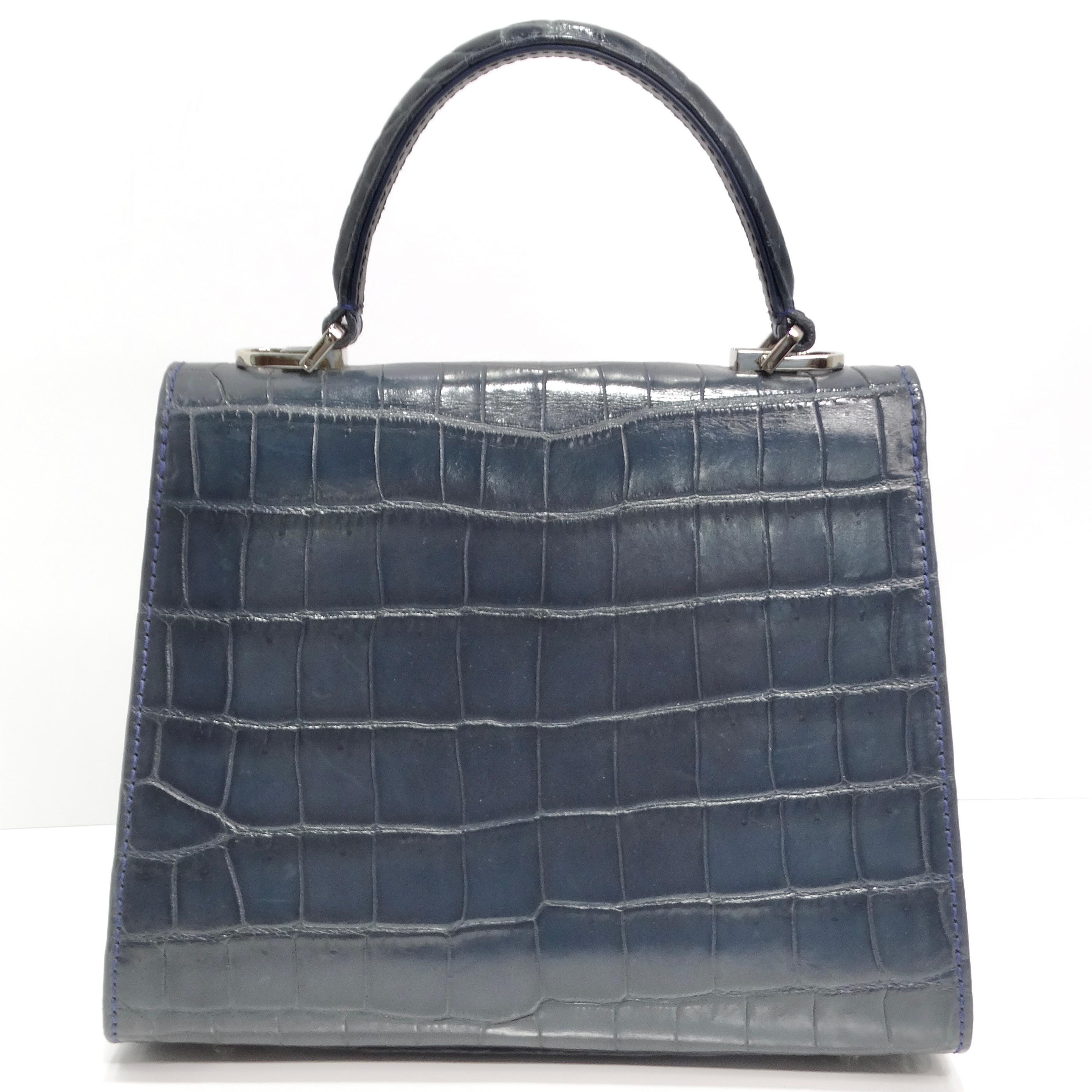 BC Luxury Blue Crocodile Leather Top Handle Bag für Damen oder Herren im Angebot