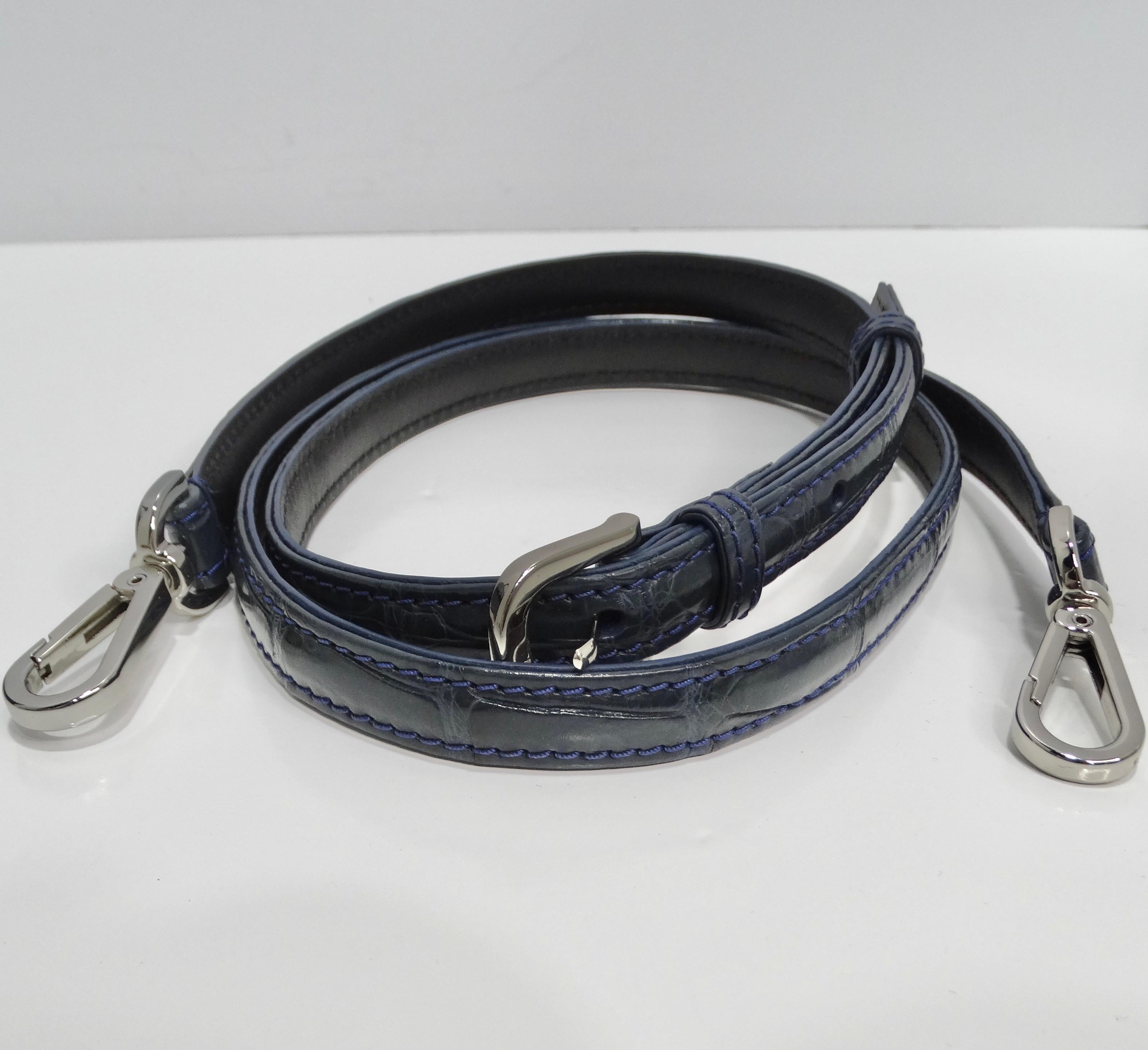 BC Luxury Blue Crocodile Leather Top Handle Bag im Angebot 5