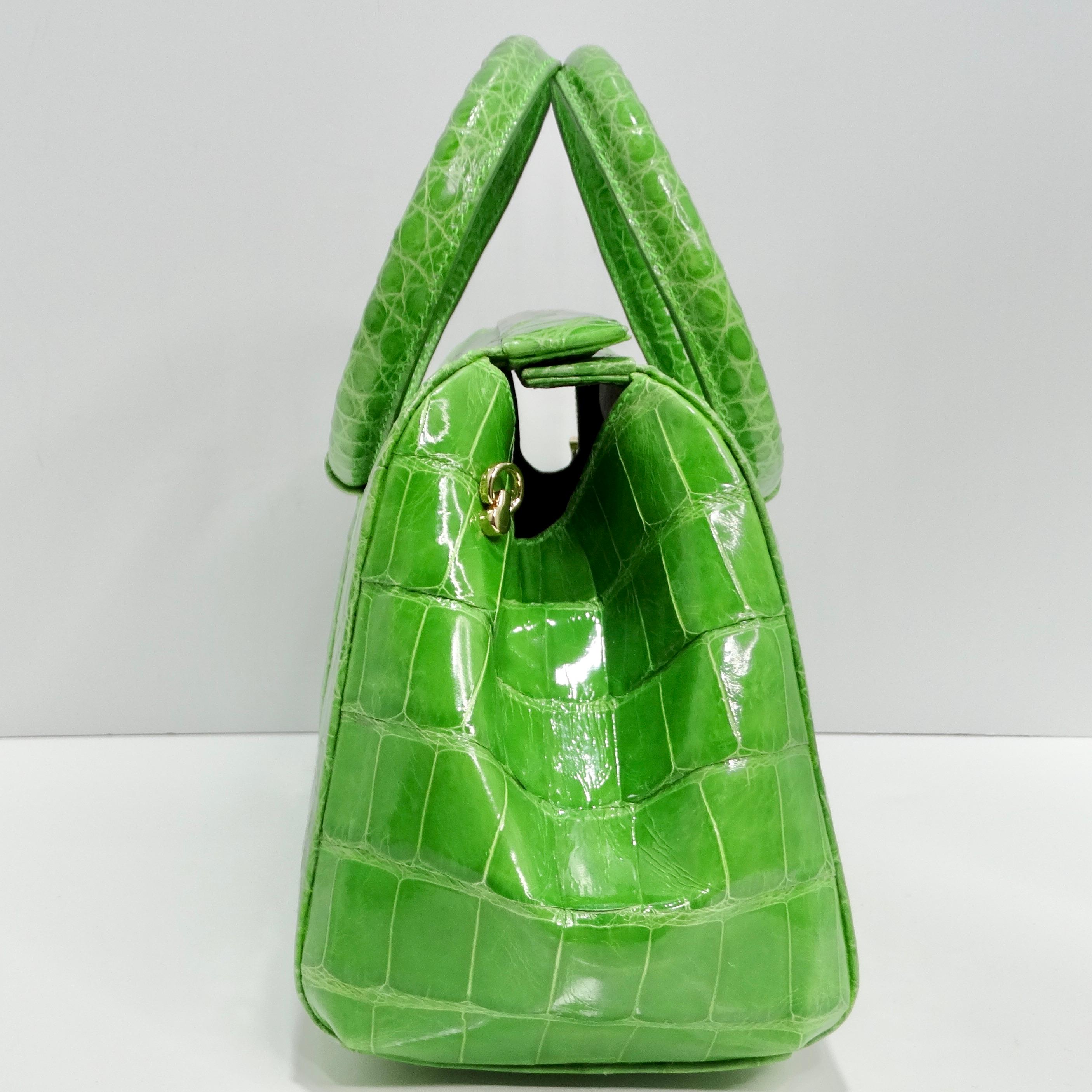 BC Luxury Green Crocodile Top Handle Bag In Excellent Condition For Sale In Scottsdale, AZ