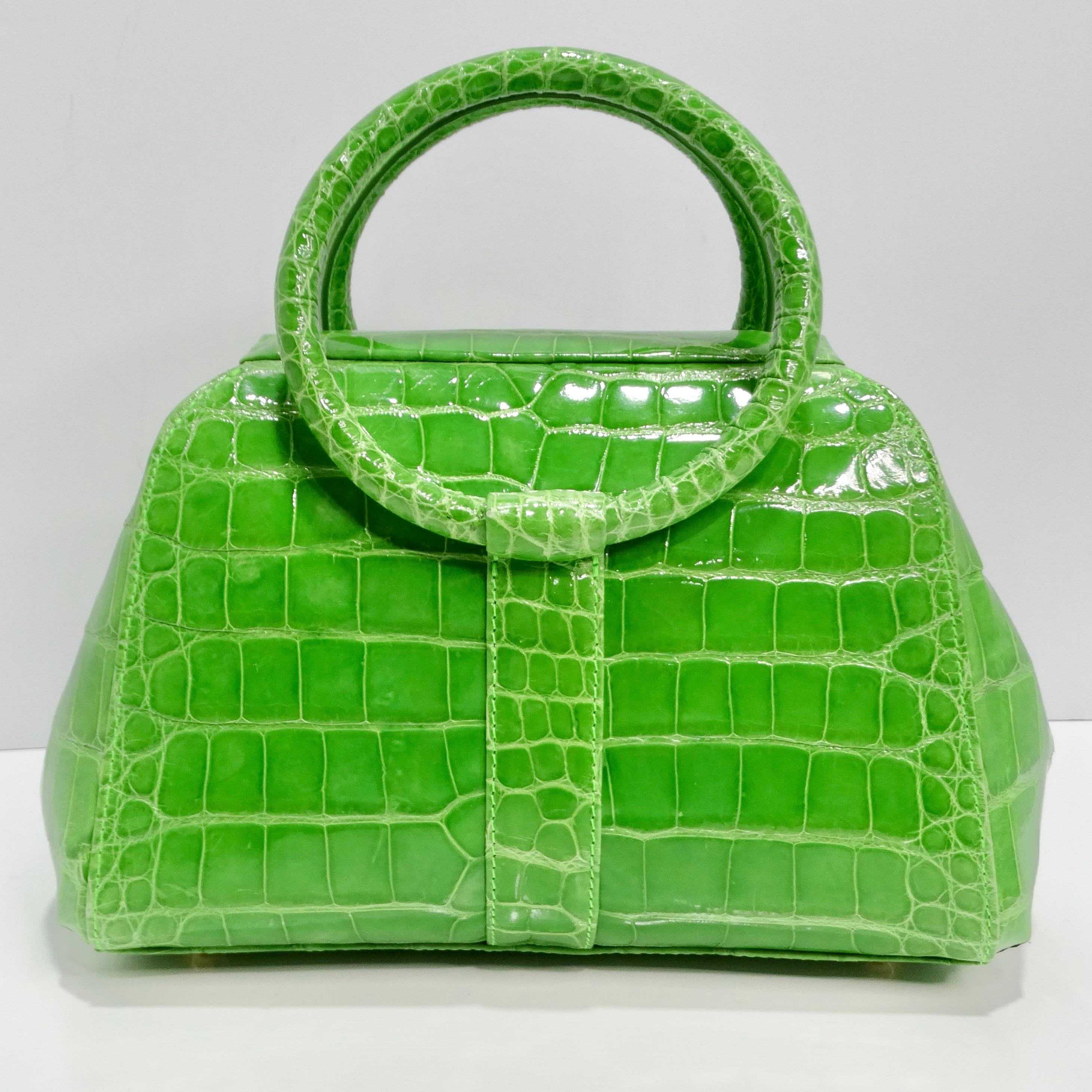 Women's or Men's BC Luxury Green Crocodile Top Handle Bag For Sale