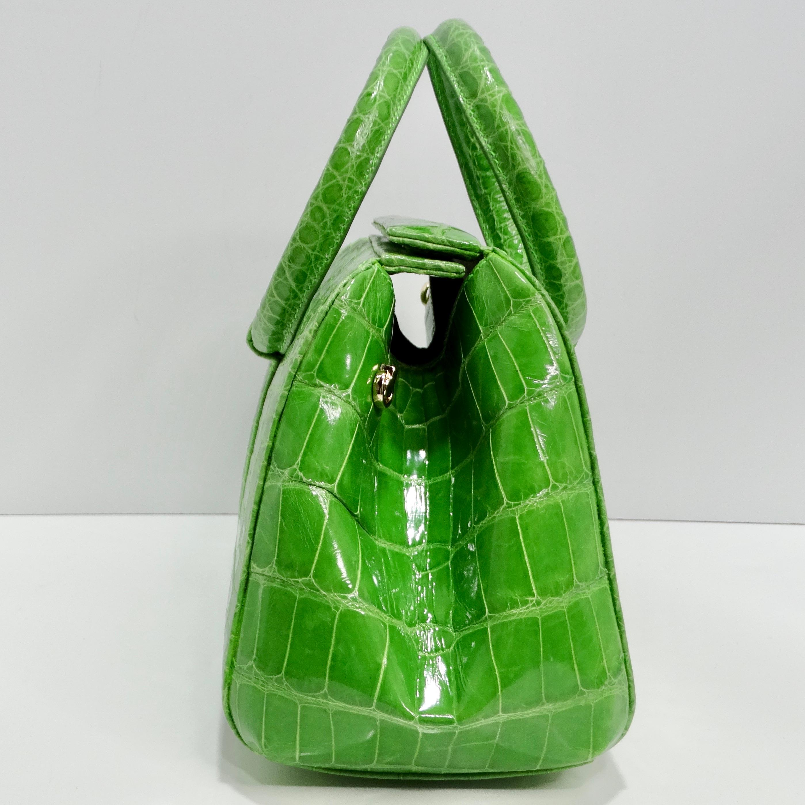 BC Luxury Green Crocodile Top Handle Bag For Sale 1
