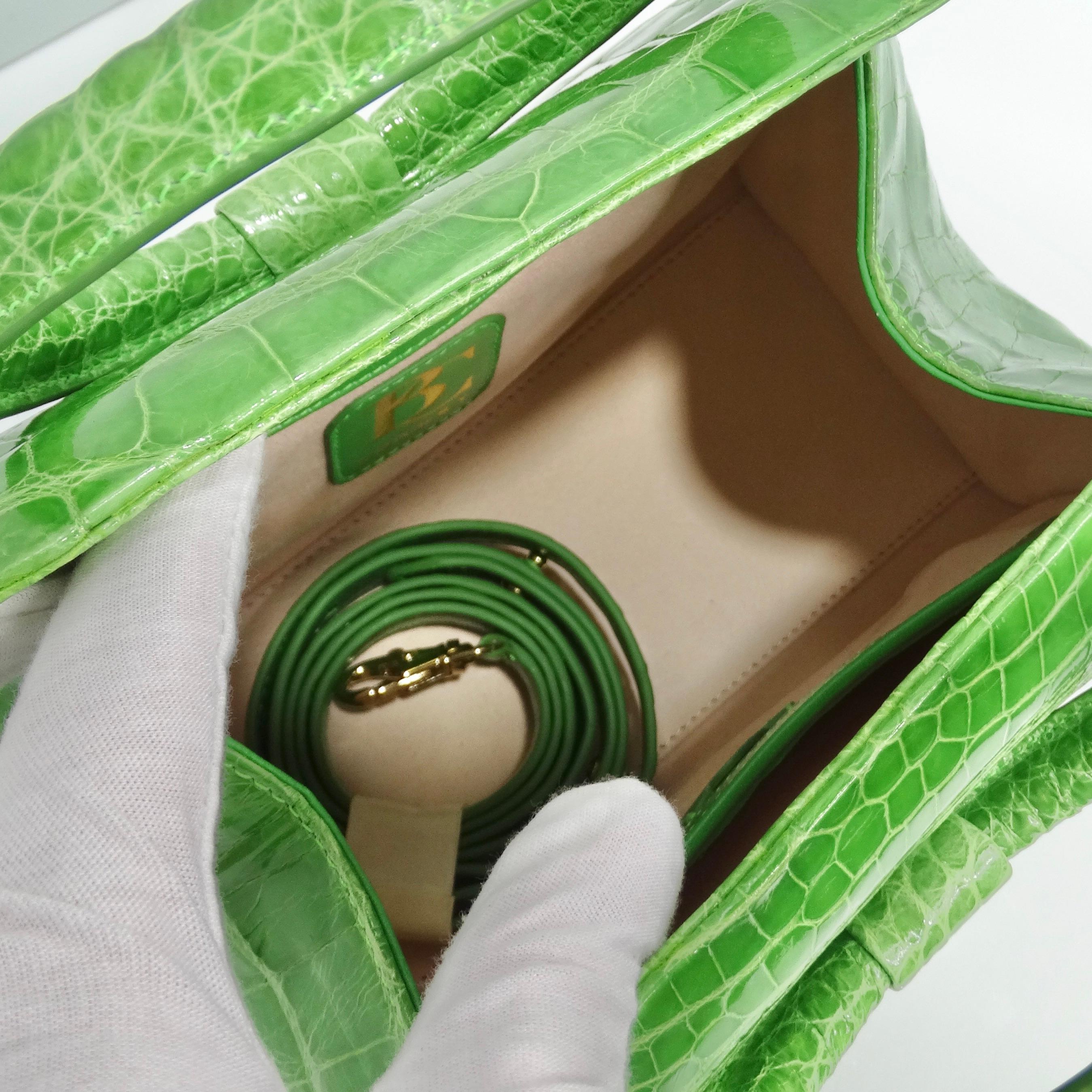BC Luxury Green Crocodile Top Handle Bag For Sale 3