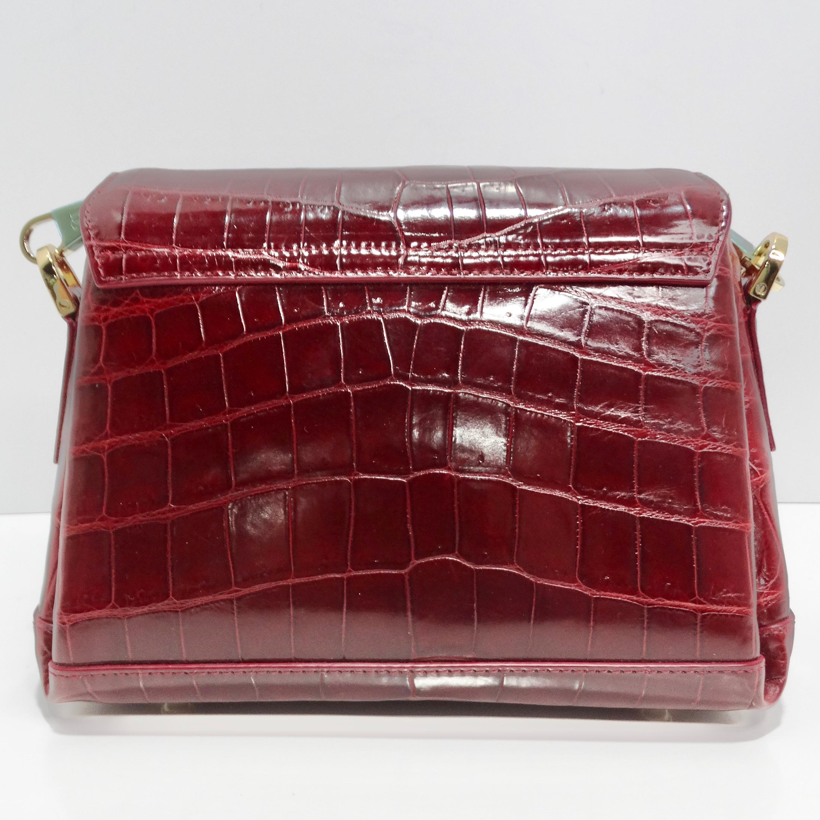 Women's or Men's BC Luxury Red Crocodile Leather Structured Handbag For Sale