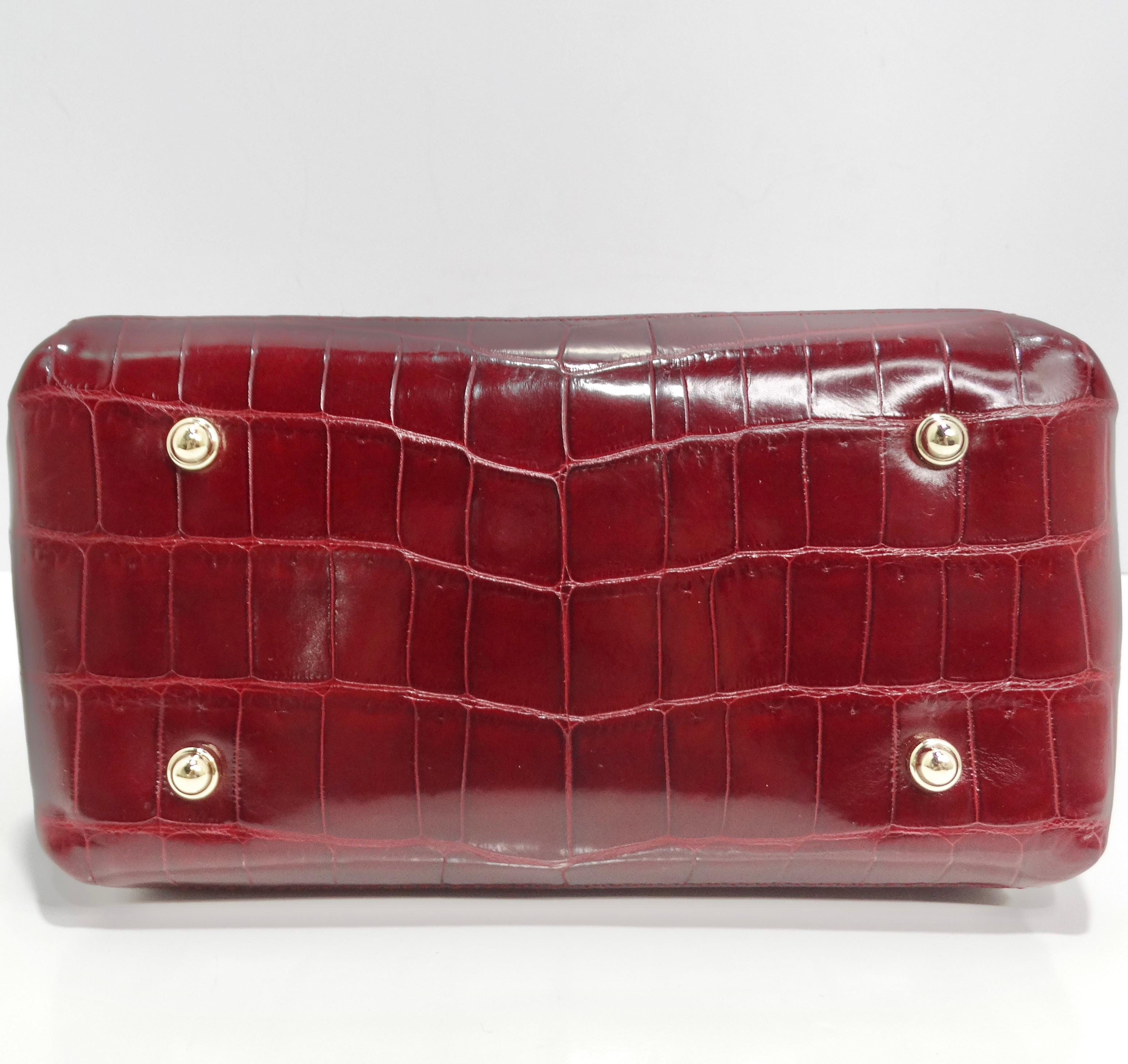 BC Luxury Red Crocodile Leather Structured Handbag For Sale 2