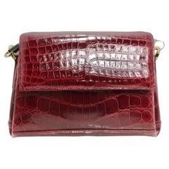 Vintage BC Luxury Red Crocodile Leather Structured Handbag