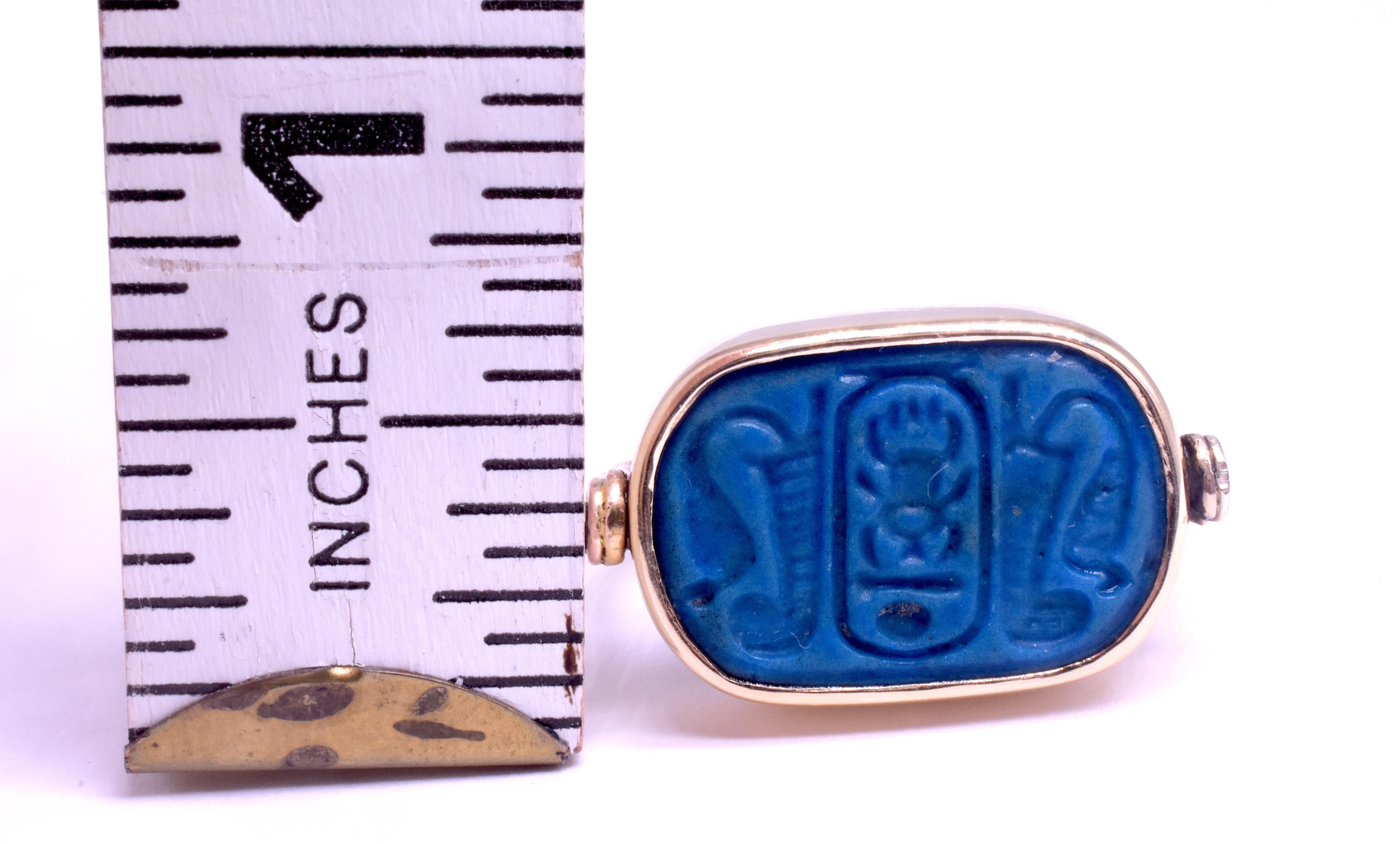 BC2000 Egyptian Middle Kingdom Blue Plaque Faience Ring 4