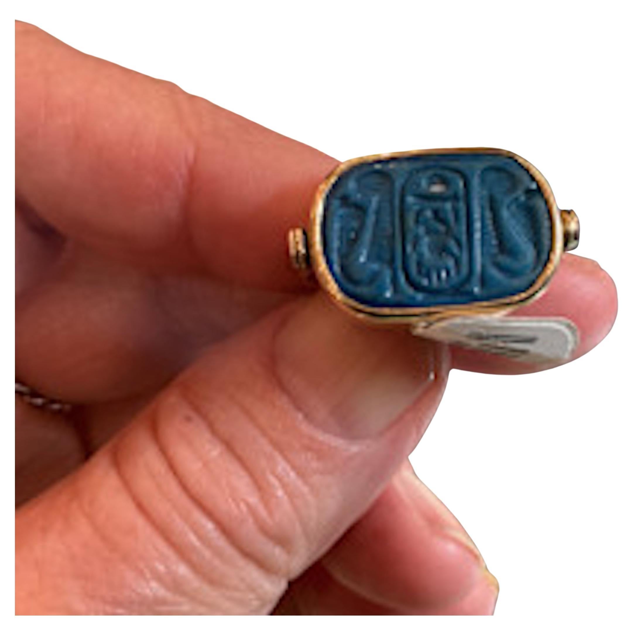 Classical Roman BC2000 Egyptian Middle Kingdom Blue Plaque Faience Ring