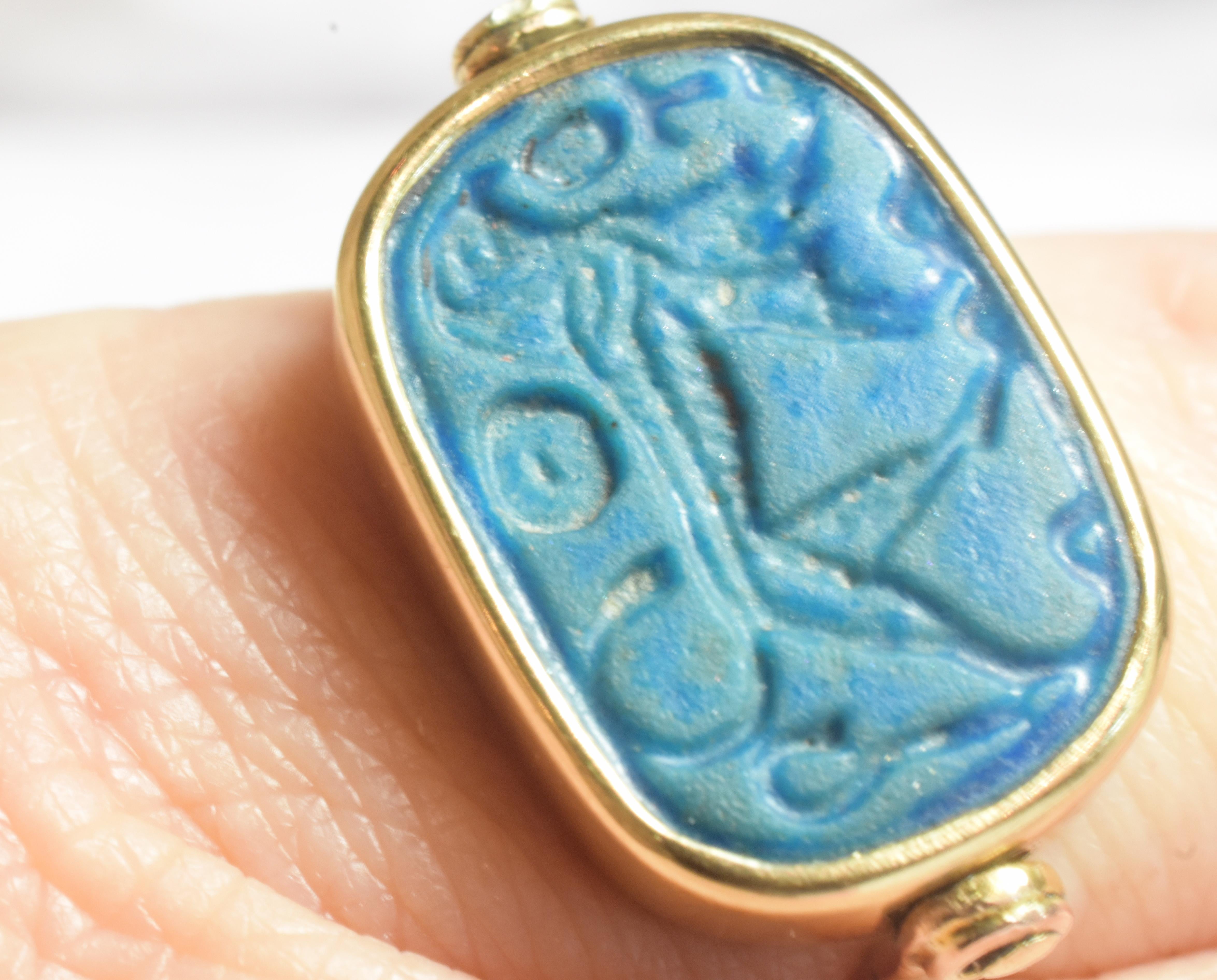 Women's or Men's BC2000 Egyptian Middle Kingdom Blue Plaque Faience Ring