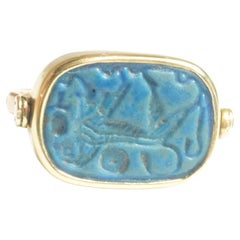 BC2000 Egyptian Middle Kingdom Blue Plaque Faience Ring