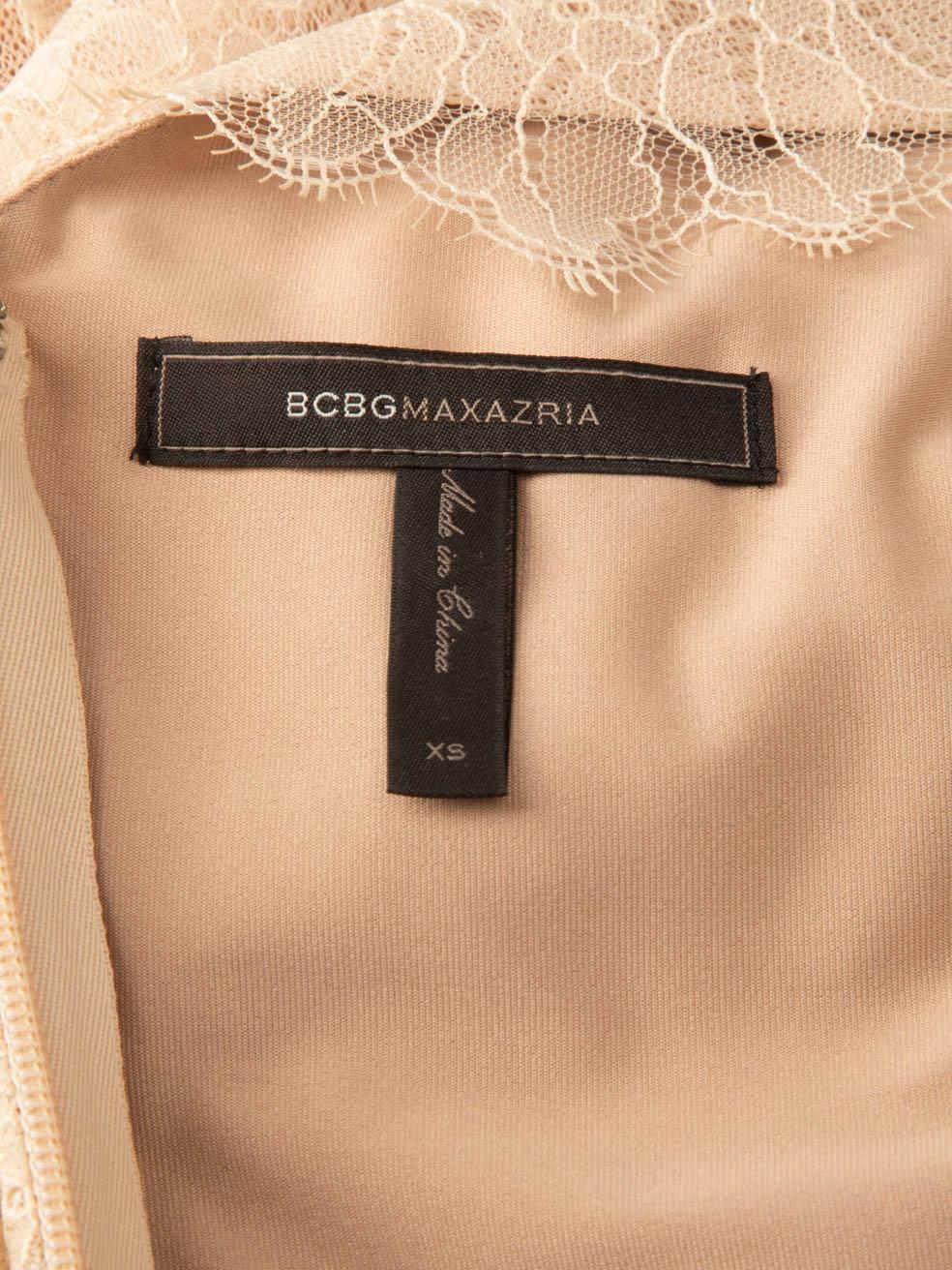 BCBG Max Azria - Mini robe à col V en dentelle beige Taille XS Pour femmes en vente
