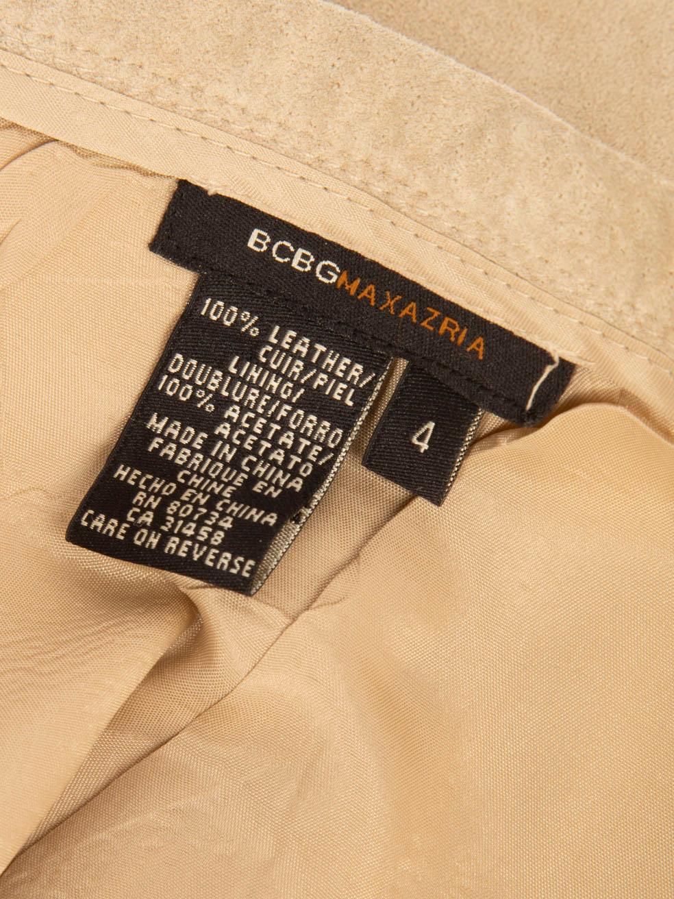 BCBG Max Azria Beige Leather Flared Hem Skirt Size S For Sale 2