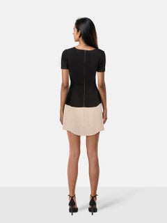 BCBG Max Azria Black & Beige Short Sleeve Dress Size XXS