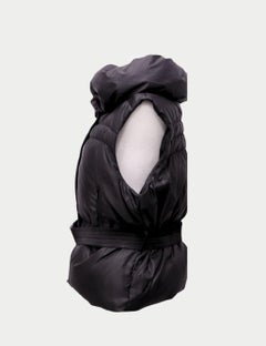 BCBG Max Azria Black Puffer Vest with Belt and High Collar - L