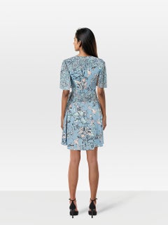 BCBG Max Azria Blue Floral Mini Wrap Dress Size S