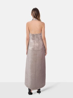 BCBG Max Azria Pink Halterneck Striped Maxi Dress Size M