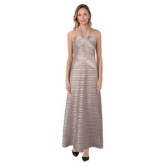 BCBG Max Azria Rosa gestreiftes Maxikleid mit Rollkragen Größe M
