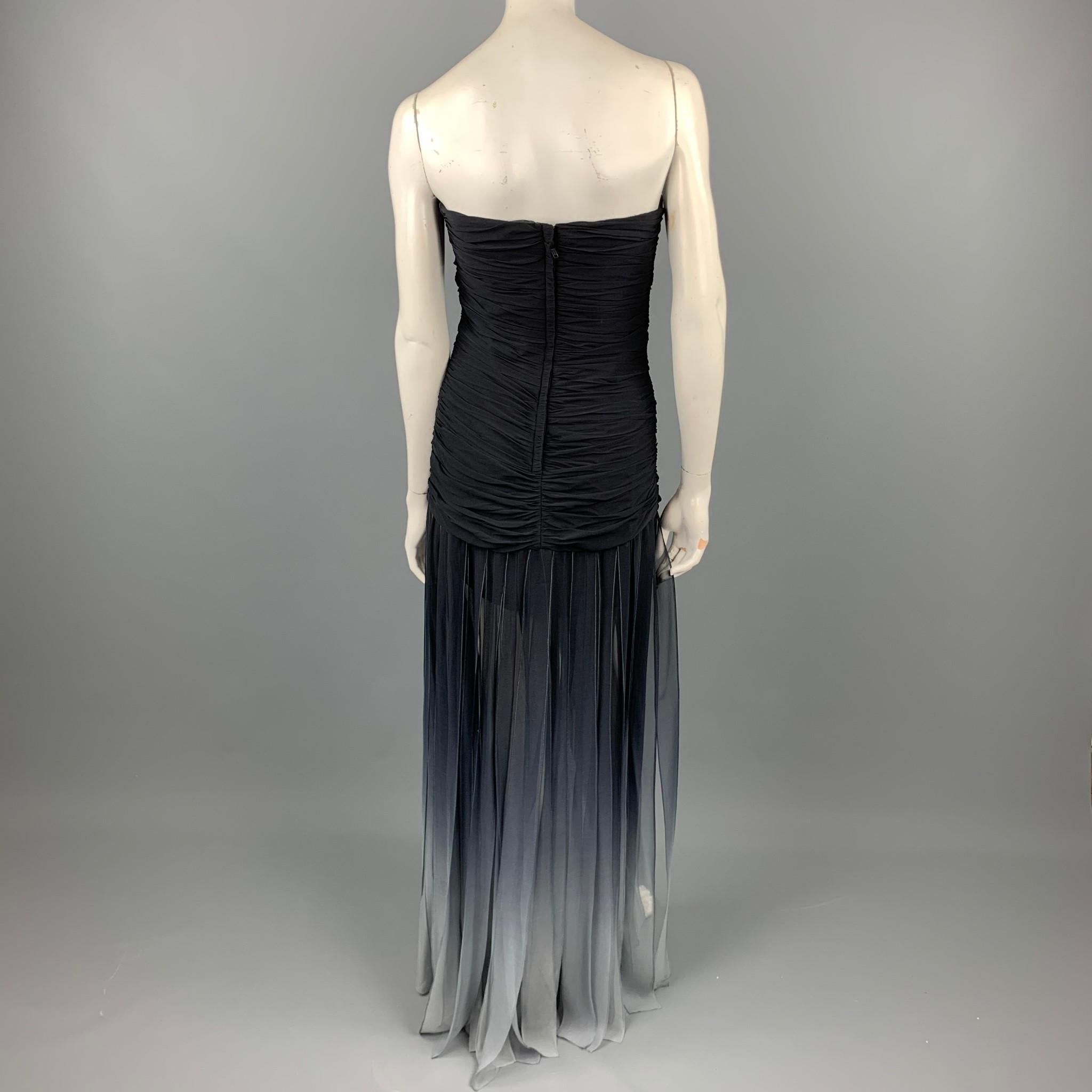 Women's BCBGAXAZRIA Size 6 Black Ombre Chiffon Silk Cocktail Dress