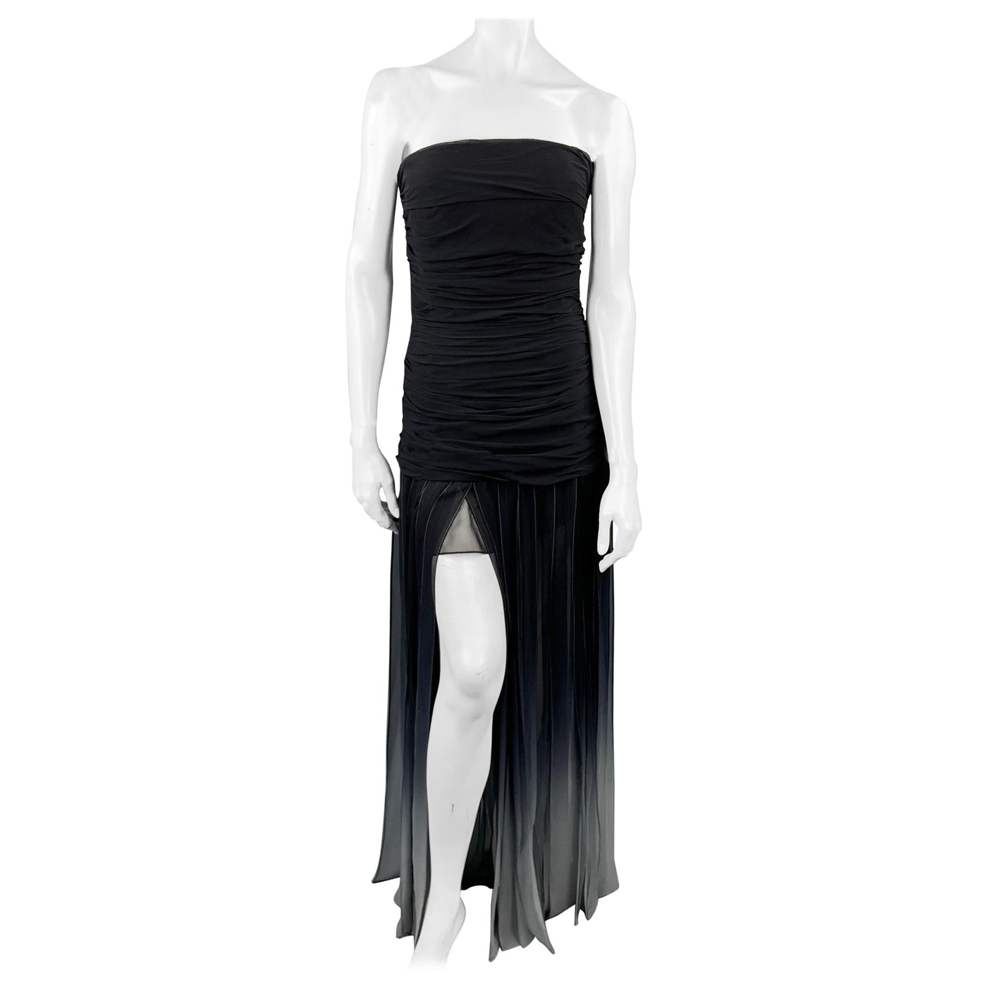 BCBGAXAZRIA Size 6 Black Ombre Chiffon Silk Cocktail Dress
