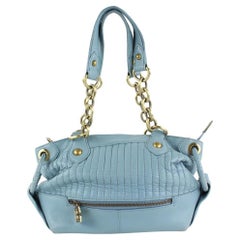 BCBGMAXAZRIA Quilted Blue Leather Chain Shoulder Bag 13bcb1229