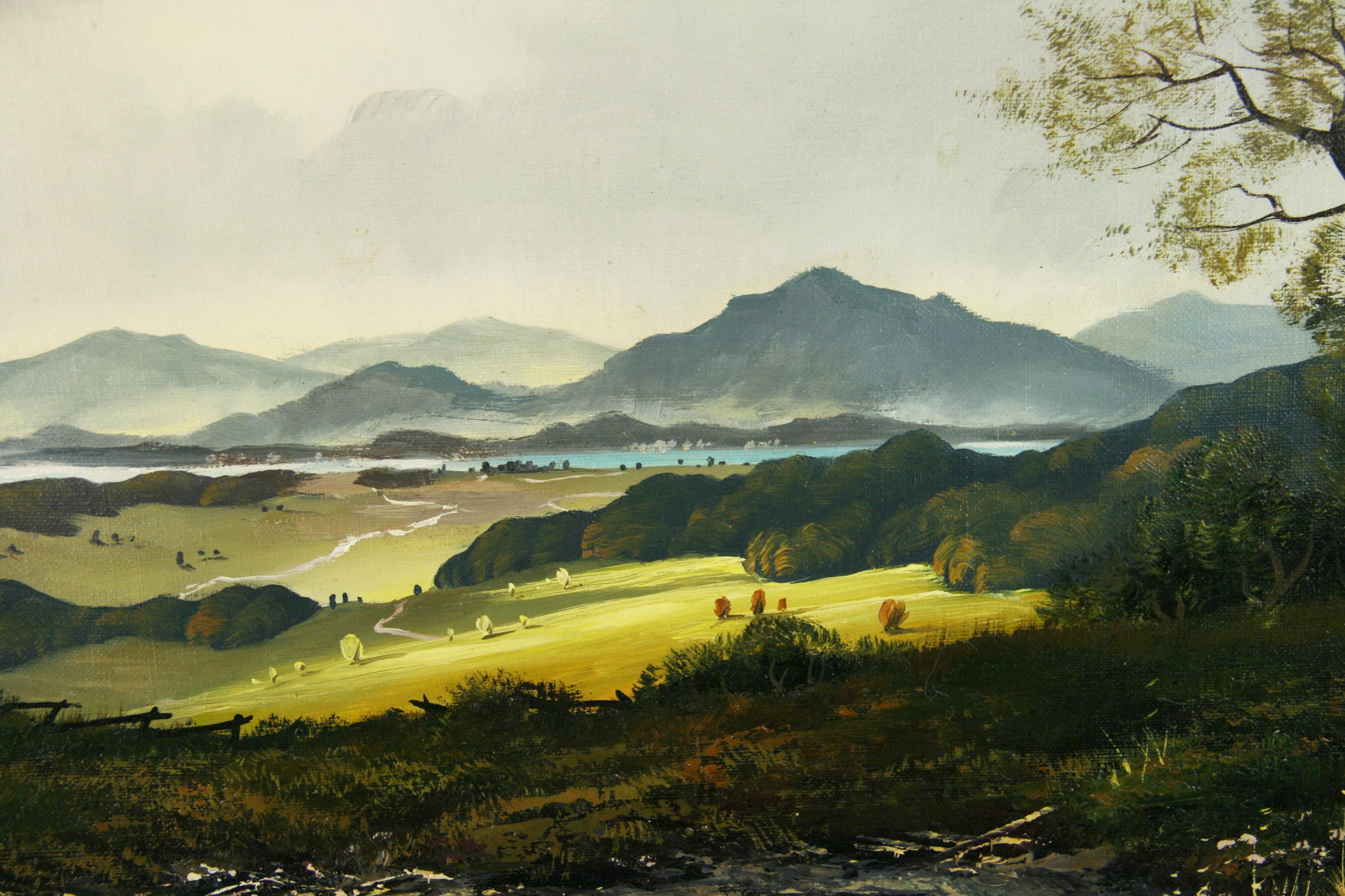 Oversized German Bavarian Landscape 1960 2