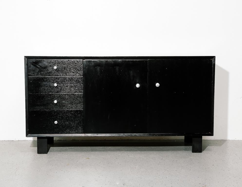 BCS cabinet or credenza by George Nelson or Herman Miller. Ebony finish with aftermarket silver pulls.