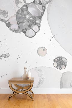 BCXSY Microcosmos Drift Wallpaper or Wall Mural in Matte Grayscale Bubbles