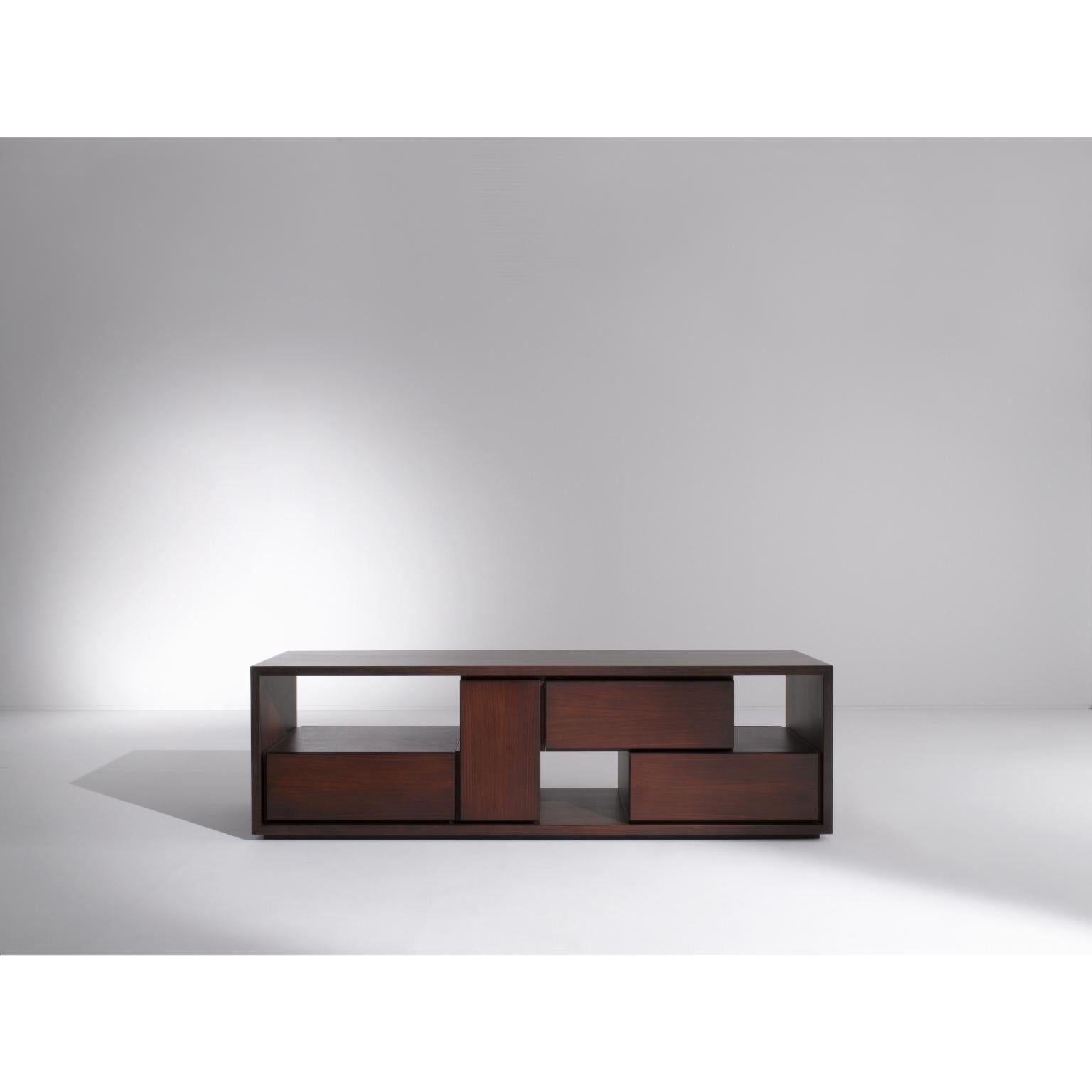 BD 09 Sideboard by Laurameroni
Dimensions: W 241 x D 60 x H 73 cm
Materials: Rosewood.

Double‐sided sideboard in rosewood, equipped with 4 modular elements with drawers.

Laurameroni:
The ability of craftsmen from the Brianza area has fascinated