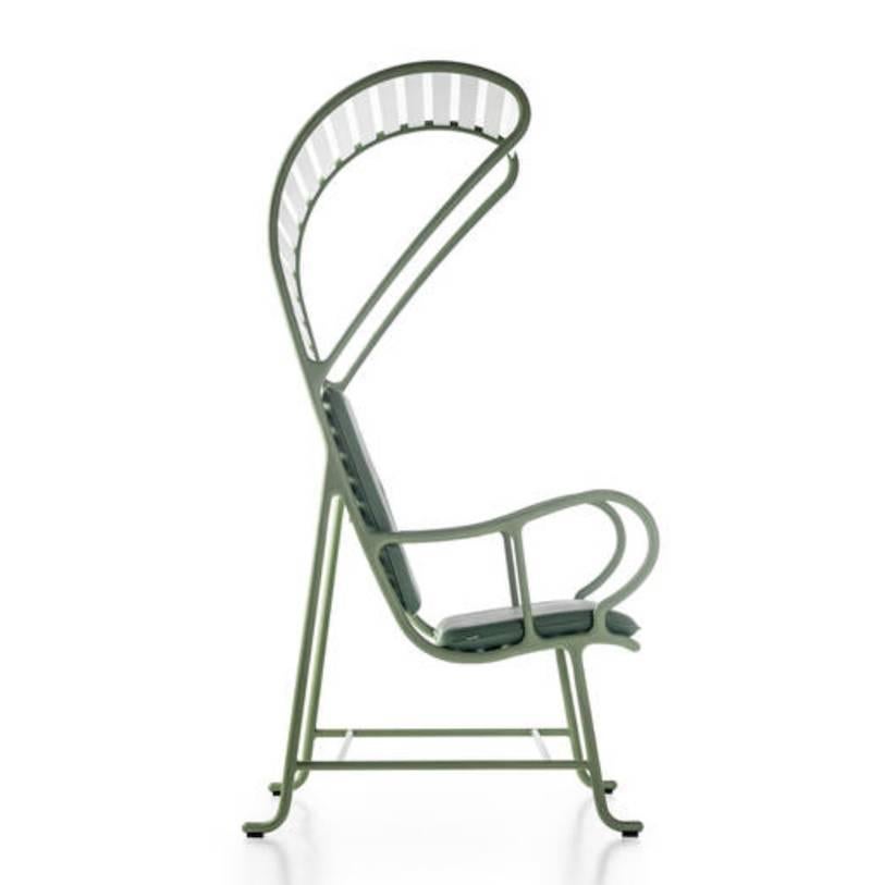 Modern BD Barcelona Gardenia Outdoor Armchair with Pergola in Green, White or Grey For Sale