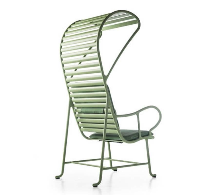 Spanish BD Barcelona Gardenia Outdoor Armchair with Pergola in Green, White or Grey For Sale