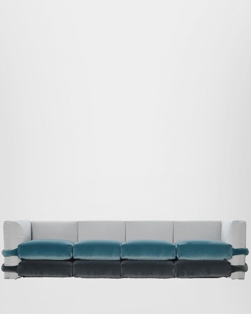 Tissu Canapé Pillow Barcelona en velours par Muller Van Severen - Deux sections modulaires en vente