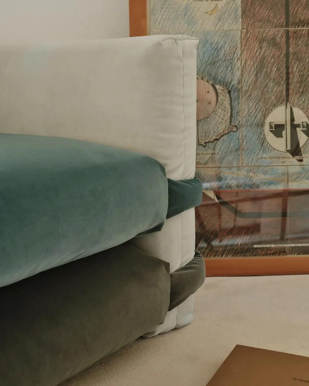 Canapé Pillow Barcelona en velours par Muller Van Severen - Deux sections modulaires en vente 2