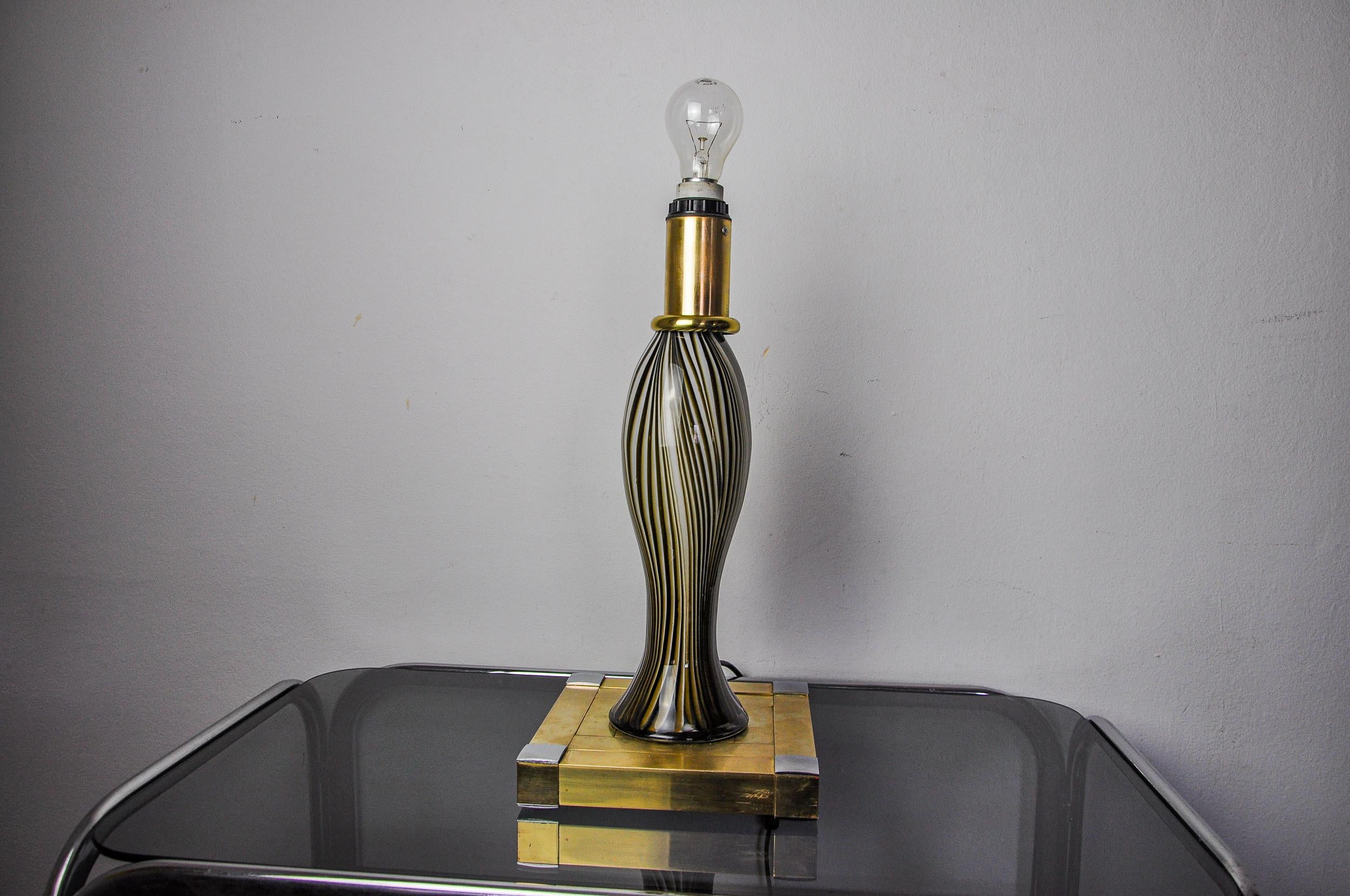 Lampe de table Bd Lumica, verre de Murano et laiton, Italie, 1970 en vente 2