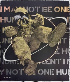 I May Not Be One Hundred Percent - Gold Leaf Saturn de BD White (Street Art)