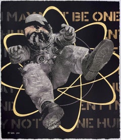 I May Not Be One Hundred Percent - White Gold Leaf Atom by BD White (Street Art)