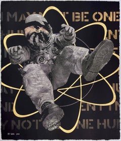 I May Not Be One Hundred Percent - Atomo in foglia d'oro bianco di BD White (Street Art)