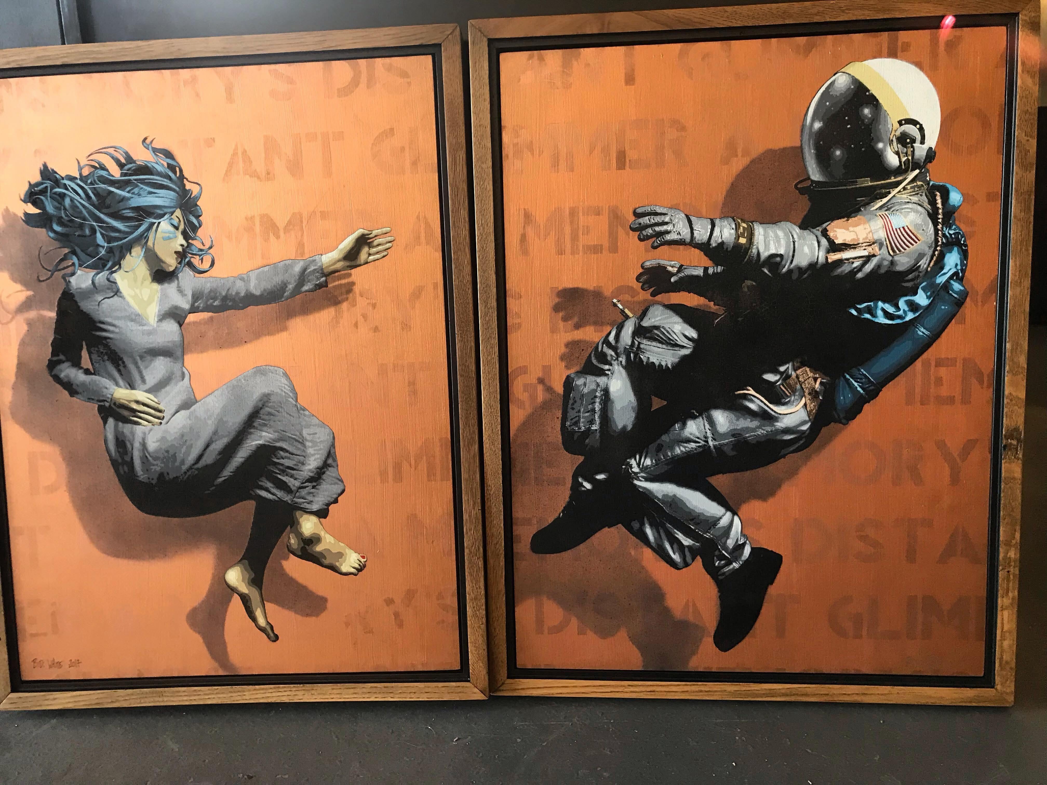 Memories Distant Glimmer Diptych by BD White For Sale 2