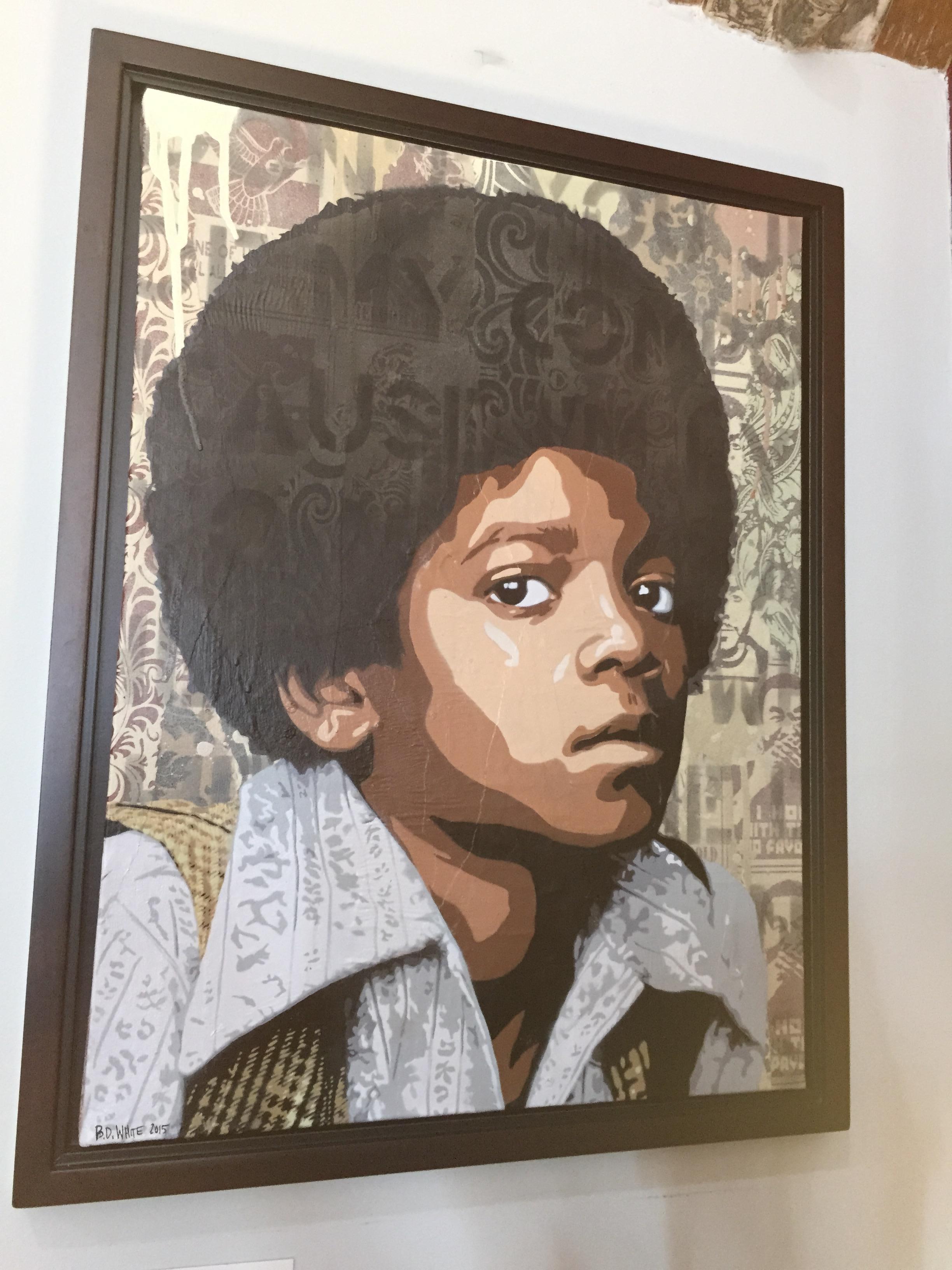 18 x 24 Framed Canvas

Stencil and Spray paint on Canvas

Rare portrait piece from the beginning of BD White's career as an artist