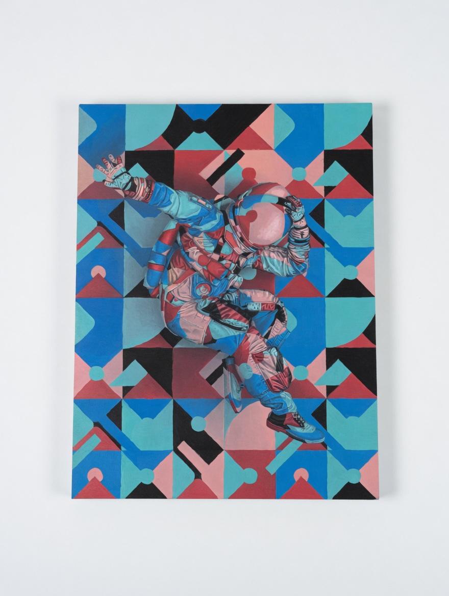 Can't Stop— Astronaut Painting, Oil Painting on Wood Panel NYC