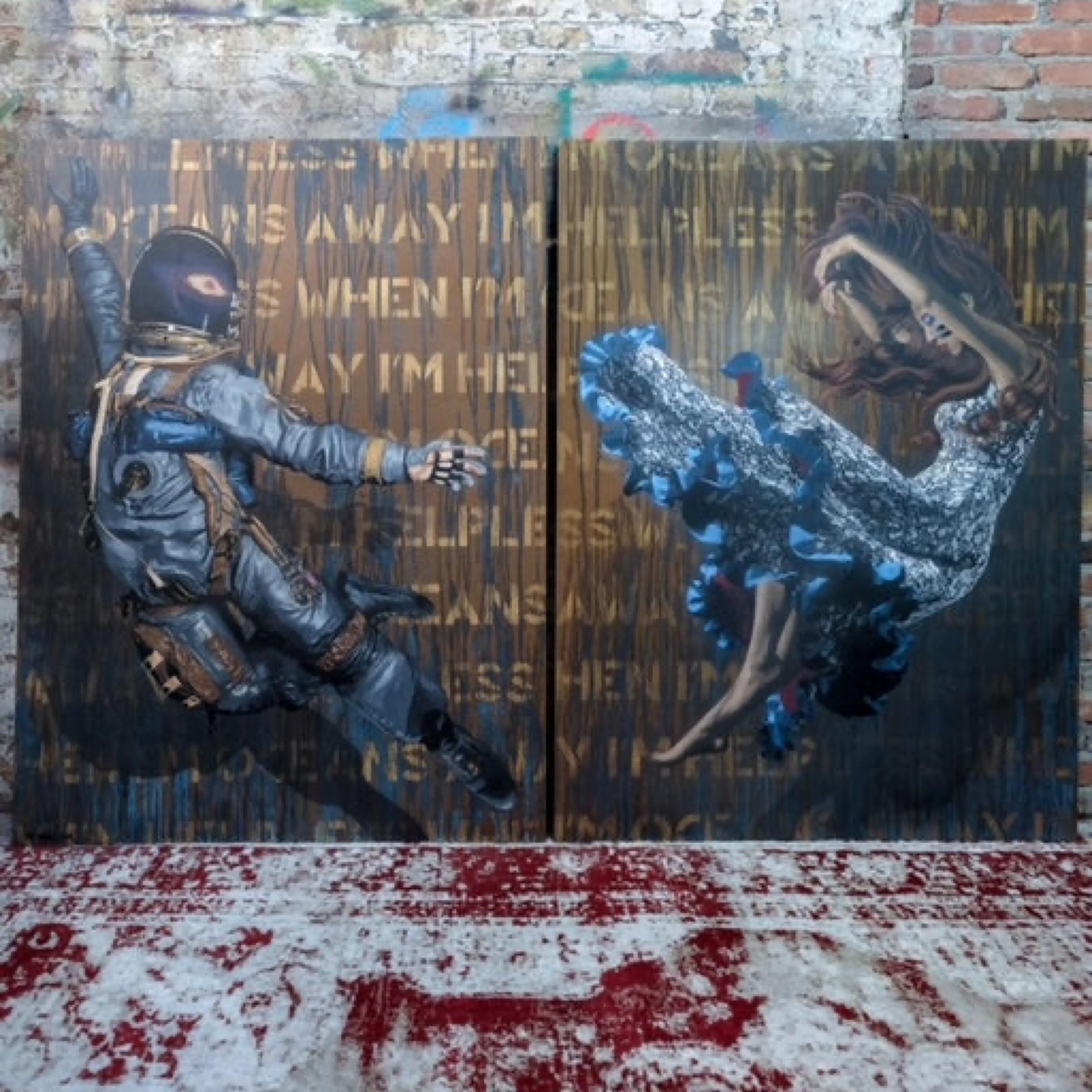 Spray Paint and Bronze Patina on Wood Panel Framed

62.25 x 47.25 each 