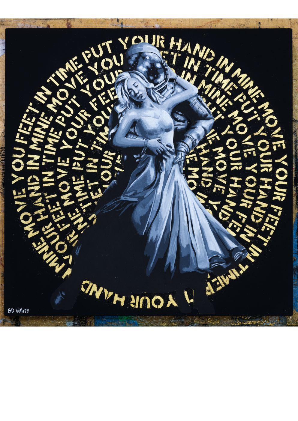 Move Your Feet In Time Put Your Hand In Mine by BD White (Astronaut, Space Art) For Sale 1