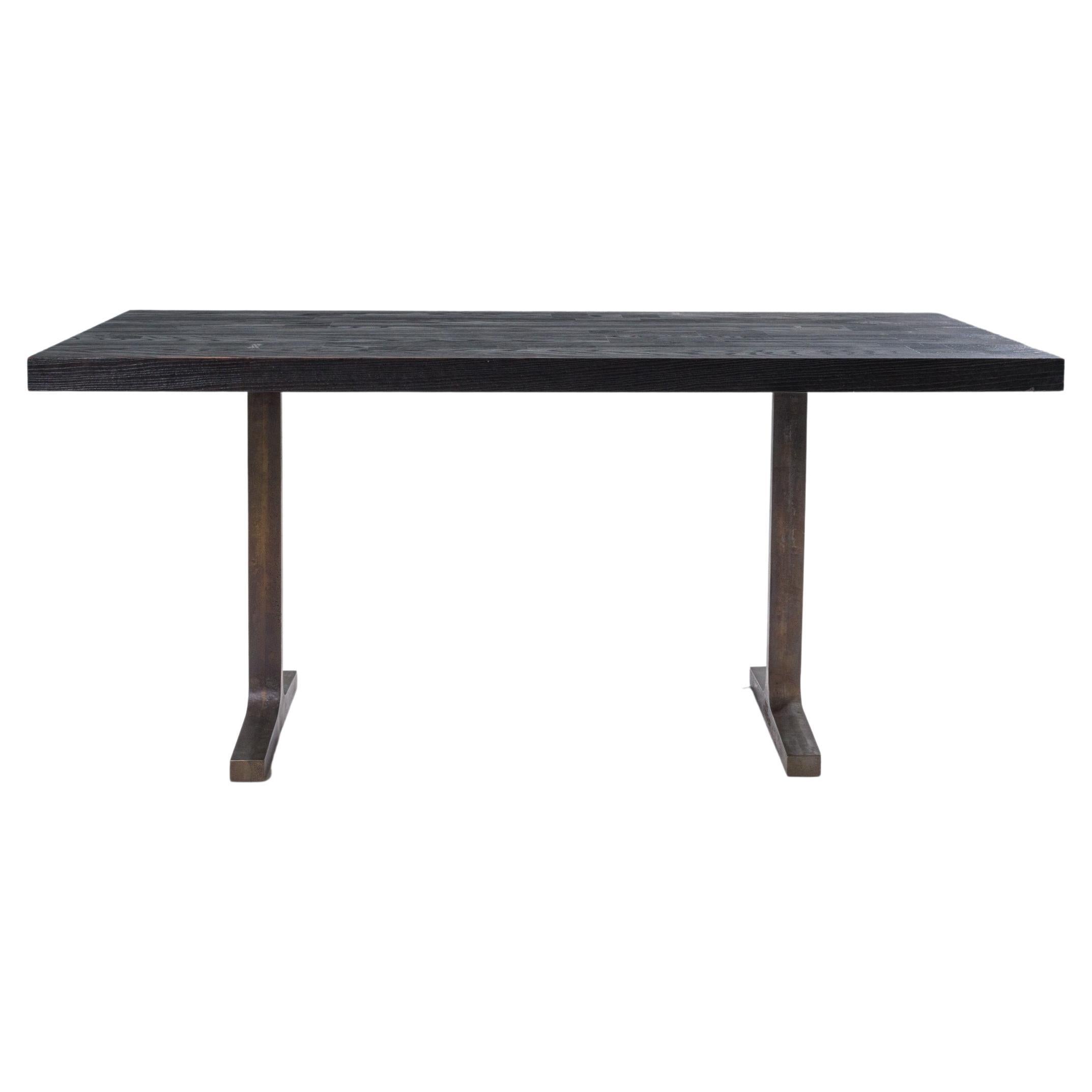 BDDW by Tyler Hays Cast Bronze and Dark Oiled Walnut Trestle Dining Table, 2013