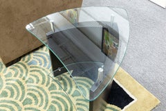 BDI Furniture Fin 1110 Black Wood Metal and Glass Contemporary Side End Table