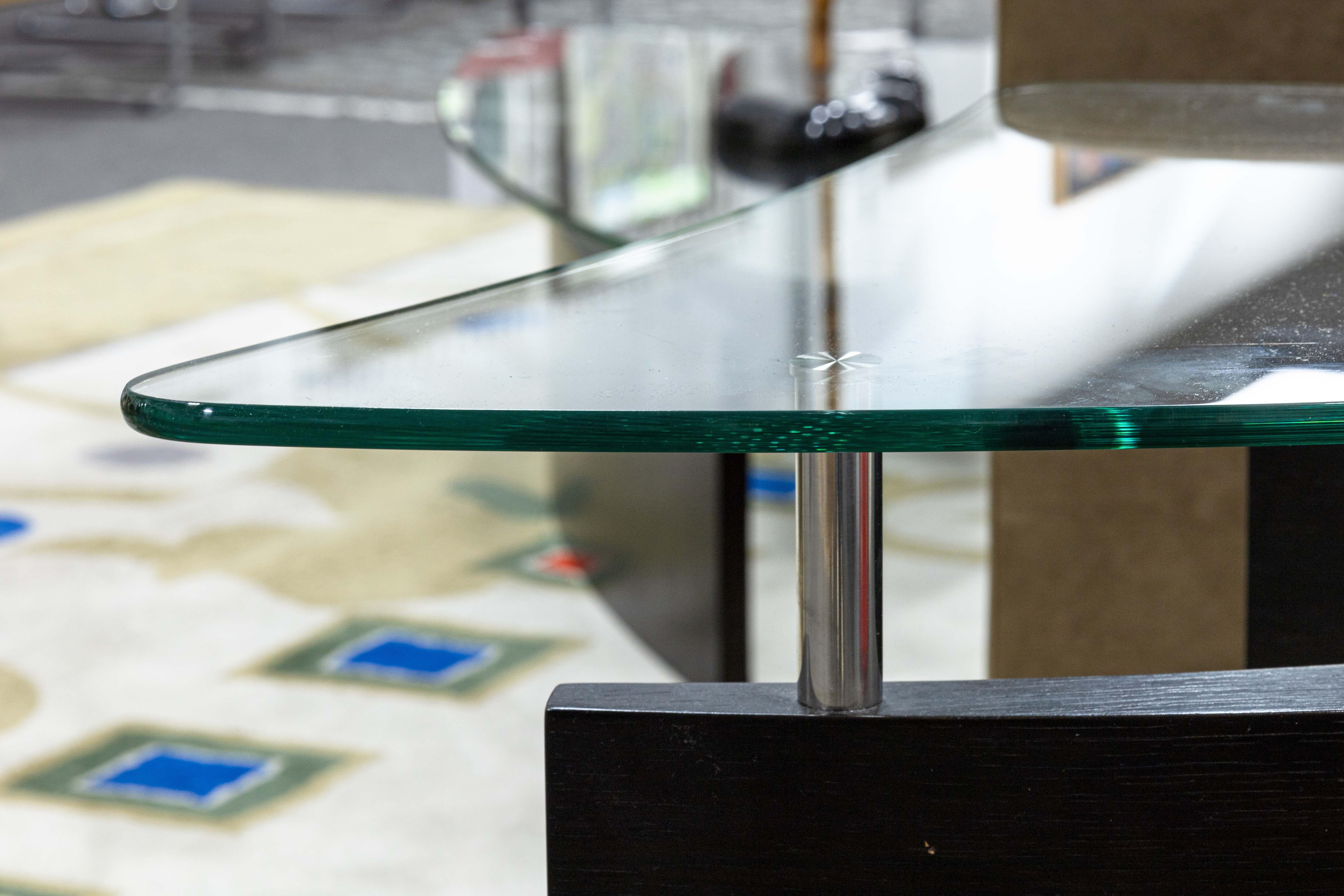 American BDI Furniture Fin 1110 Black Wood Metal and Glass Contemporary Side End Table
