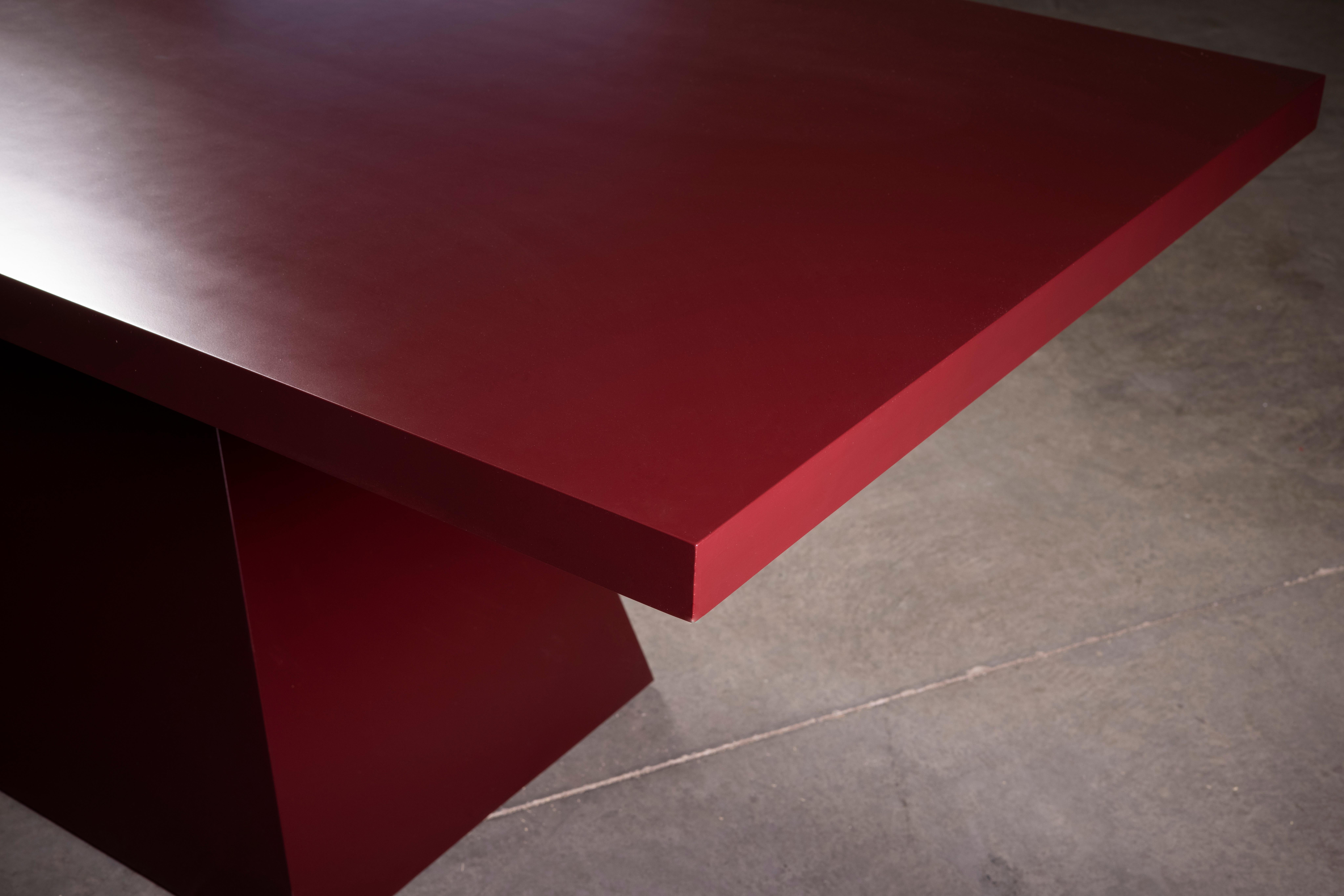 Other BDR Dining Table in Deep Dark Red Smooth Finish Lacquer by No Age Studio For Sale