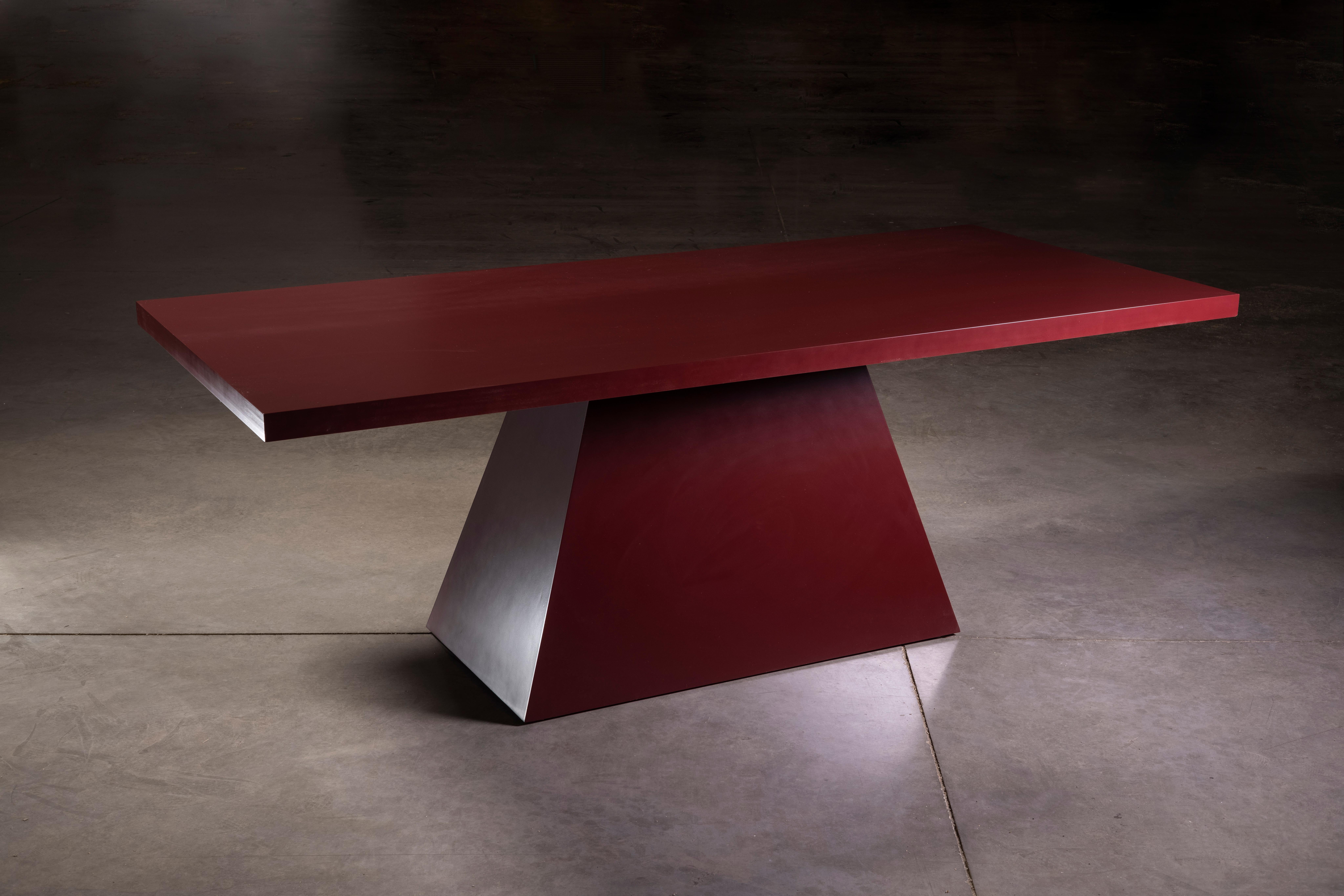 BDR Dining Table in Deep Dark Red Smooth Finish Lacquer by No Age Studio In New Condition For Sale In Geneve, CH