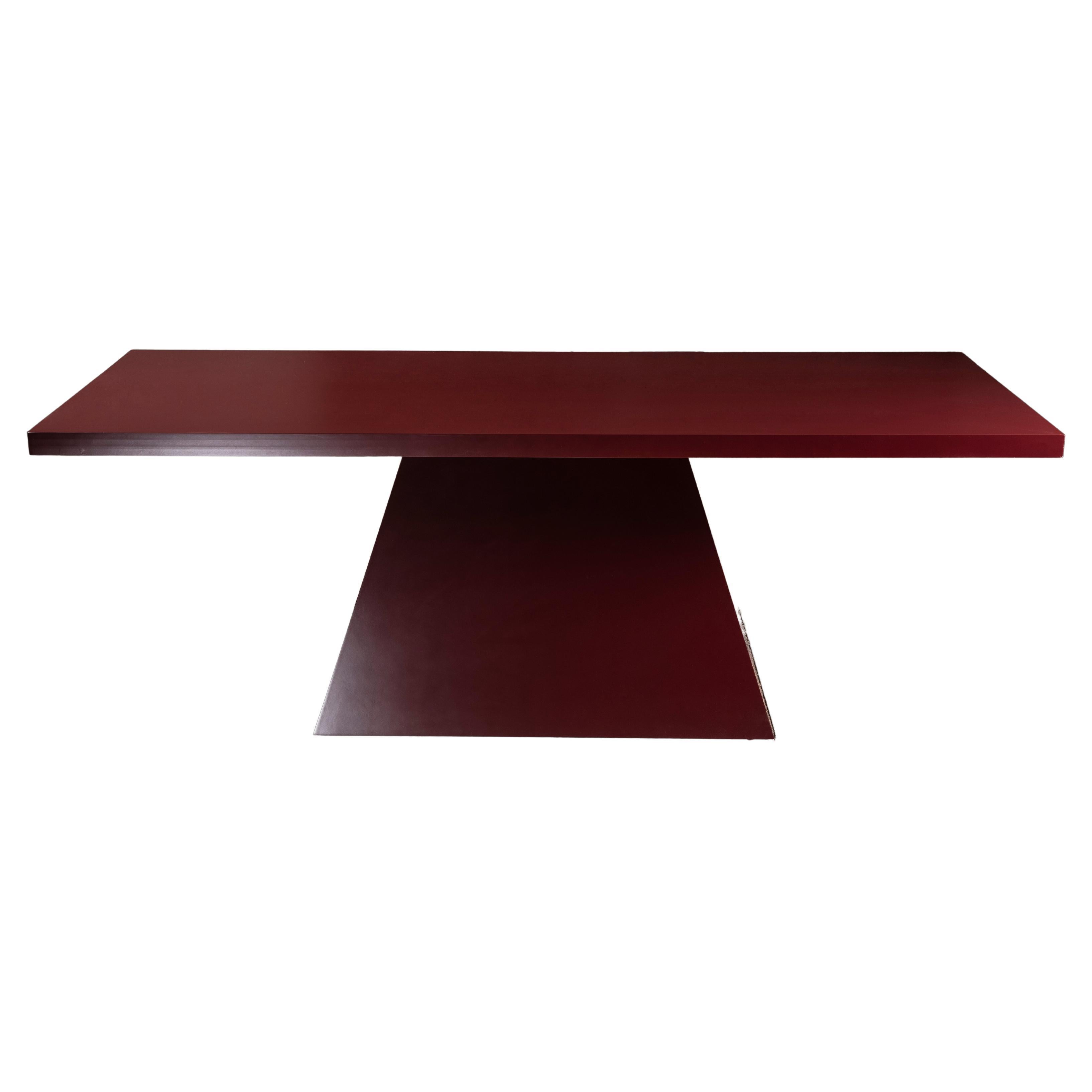 BDR Dining Table in Deep Dark Red Smooth Finish Lacquer by No Age Studio