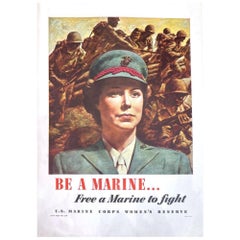 "Be A Marine... Free a Marine to fight." Vintage WWII Tabletop Poster, 1943