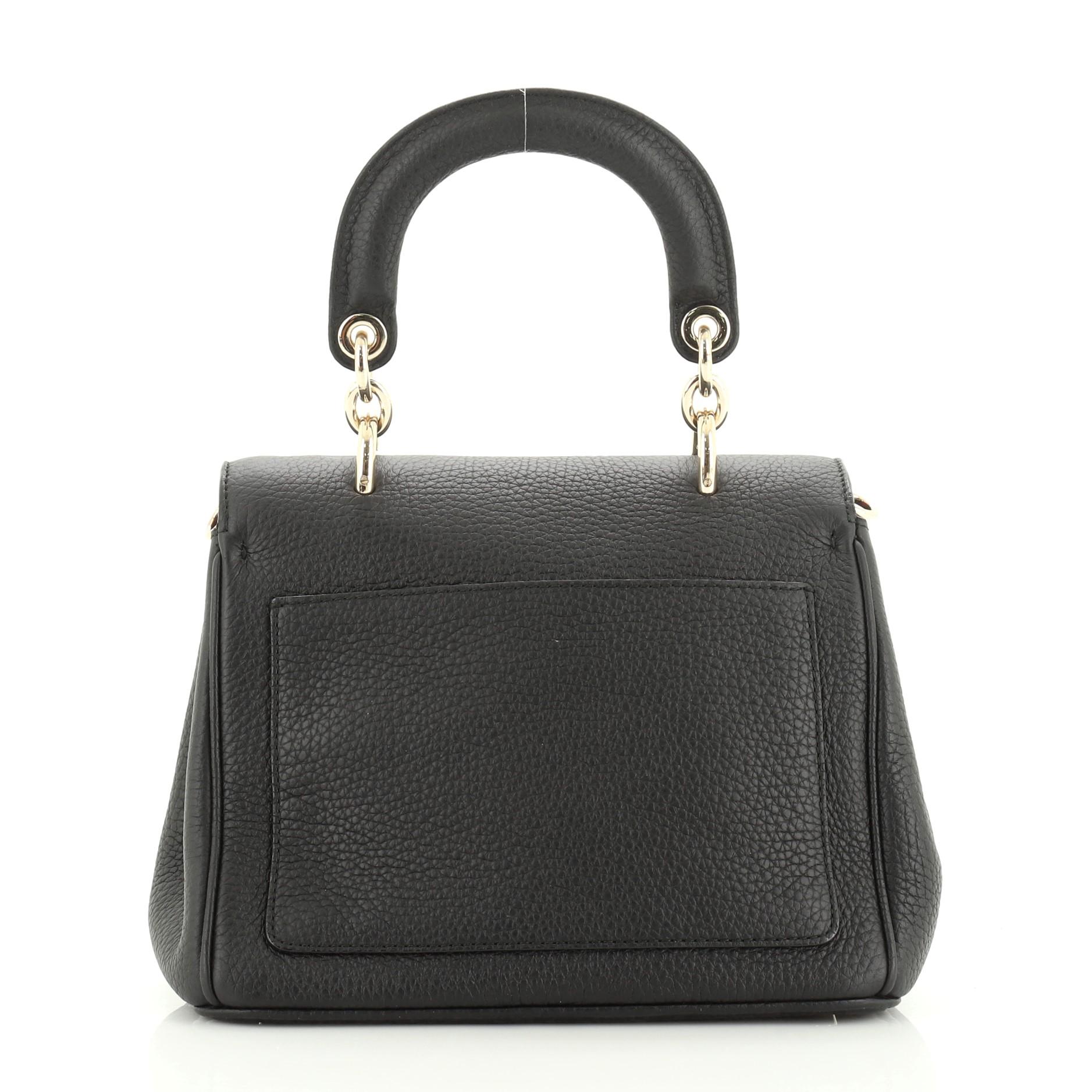 Black Be Dior Bag Pebbled Leather Mini